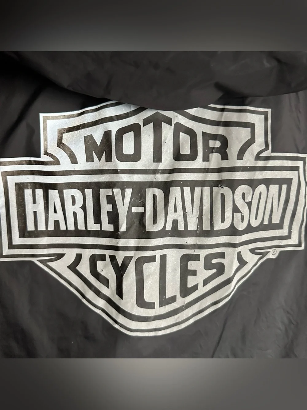Harley-Davidson Canal Street Rain Jacket Mens L Black Orange Packable Biker Moto